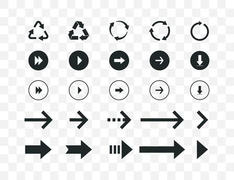 Arrow icons isolated. Vector arrows icon set. Stock Illustration
