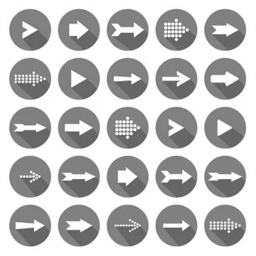 Arrow icons with long shadow Stock Illustration