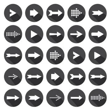Arrow icons with long shadow Stock Illustration
