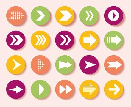 Arrow icons. Next up. Back and top signpost for website. Minimal previous and Ilustração Stock