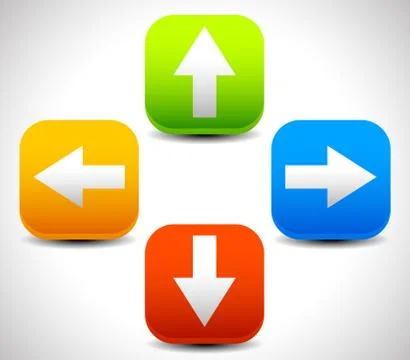 Arrow icons pointing up, down, left and right. Vector graphic Stock Illustration