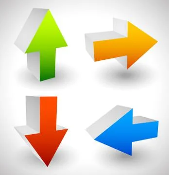 Arrow icons pointing up, down, left and right. Vector graphic Stock Illustration