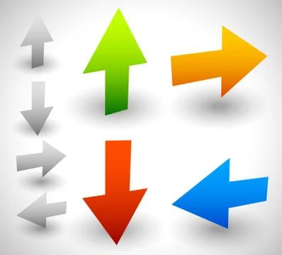 Arrow icons pointing up, down, left and right. Vector graphic Stock Illustration