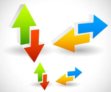 Arrow icons pointing up, down, left and right. Vector graphic Stock Illustration