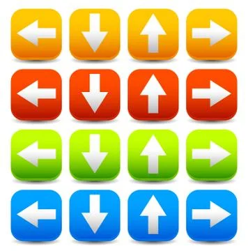 Arrow icons pointing up, down, left and right. Vector graphic Stock Illustration