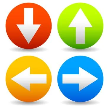 Arrow icons pointing up, down, left and right. Vector graphic Stock Illustration