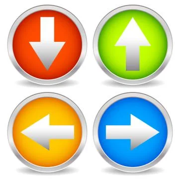 Arrow icons pointing up, down, left and right. Vector graphic Stock Illustration