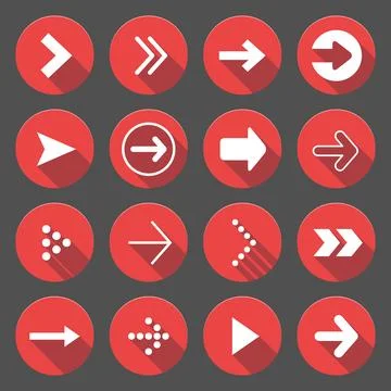 Arrow icons on red circle Illustrazione stock
