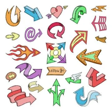 Arrow icons vector arrowheads direction or arrowy cursed pointer design up down Stock Illustration