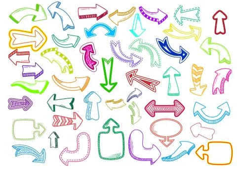 Arrow icons vector arrowheads direction or arrowy cursed pointer up down narrow Stock Illustration