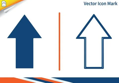 Up arrow icons vector set solid and outline. Illustrazione stock