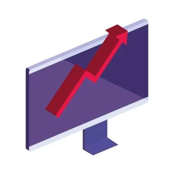 Arrow increase on computer 3d vector design 스톡 일러스트