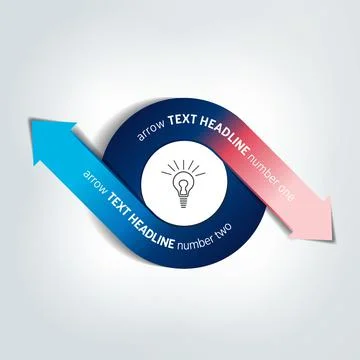 Arrow infographic, scheme, chart. Circle, round divided in two arrows. Stock Illustration
