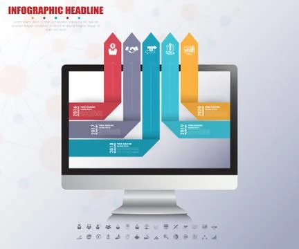 Arrow infographics with icons set. vector. illustration. Stock Illustration