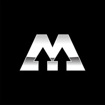 Up Arrow Initial M Lettermark Silver Graphic Stock Illustration