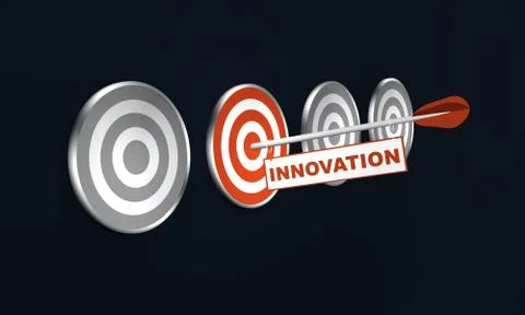 Arrow with "Innovation" on target, concept. Stock Illustration