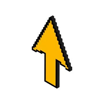 Arrow isometric pixel icon, web cursor click mouse symbol, computer pointer v Stock Illustration
