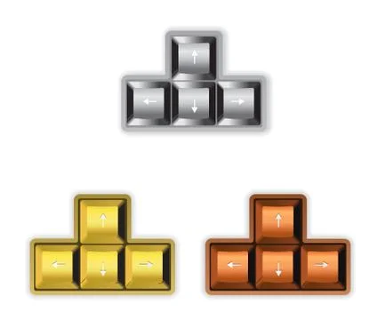 Arrow keyboard with glod silver and bronze color Stock Illustration