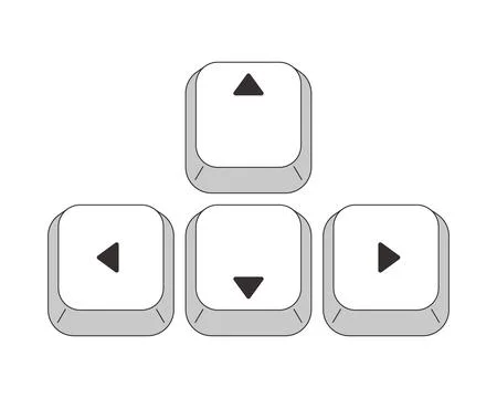 Arrow keys directional controls grayscale computer keyboard Illustrazione stock