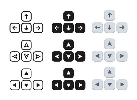 Arrow keys icon set collection in flat style. Keyboard buttons vector illus.. Stock Illustration