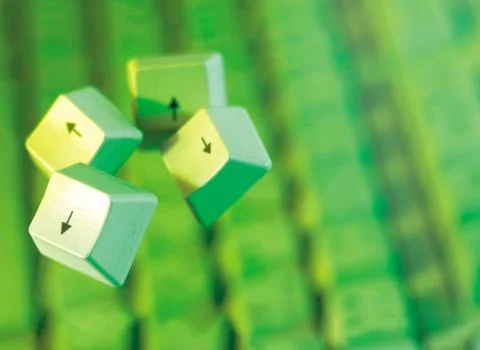 Arrow keys from a keyboard Stock Photos