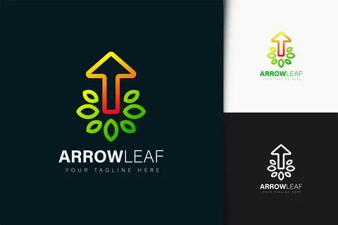 Arrow leaf logo design with gradient Stock Illustration