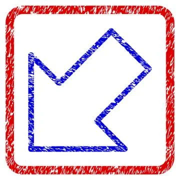 Arrow Left Down Grunge Framed Icon 库存插图