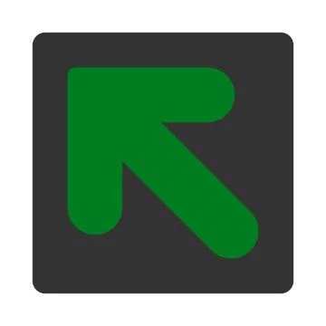 Arrow Up Left flat green and gray colors rounded button Stock Illustration