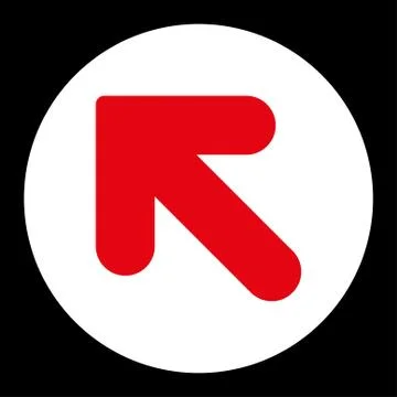 Arrow Up Left flat red and white colors round button 스톡 일러스트
