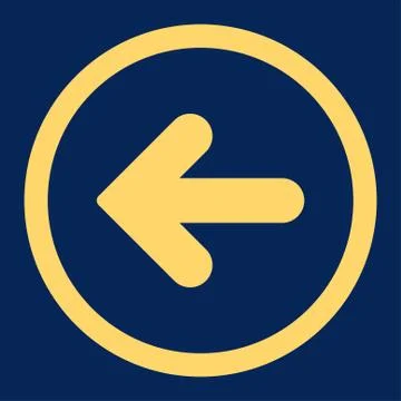 Arrow Left flat yellow color rounded vector icon Stock Illustration