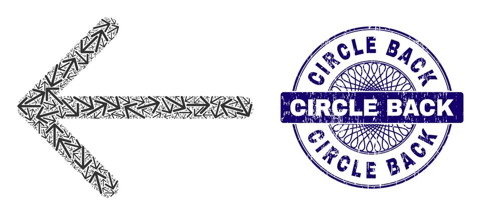 Arrow Left Fractal Composition of Arrow Left Items and Scratched Circle Back Stock Illustration