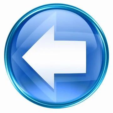 Arrow left icon blue, isolated on white background. Stock Illustration