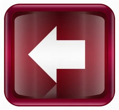 Arrow left icon red, isolated on white background Stockillustratie