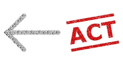 Arrow Left Recursion Mosaic of Arrow Left Items and Textured Act Seal Ilustración de archivo