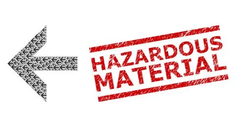 Arrow Left Recursive Collage of Arrow Left Icons and Textured Hazardous Material Illustrazione stock