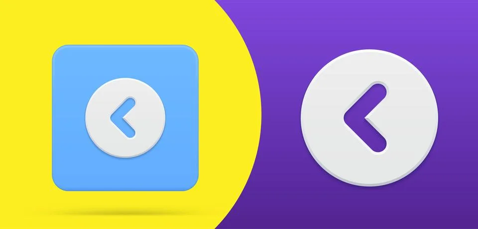 Arrow left simple 3d icon circle squared button vector illustration. Back d.. イラスト素材