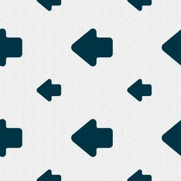 Arrow left, Way out icon sign. Seamless pattern with geometric texture. Vecto Stock Illustration