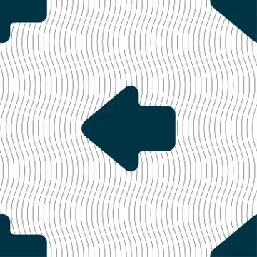 Arrow left, Way out icon sign. Seamless pattern with geometric texture. Vecto Illustrazione stock