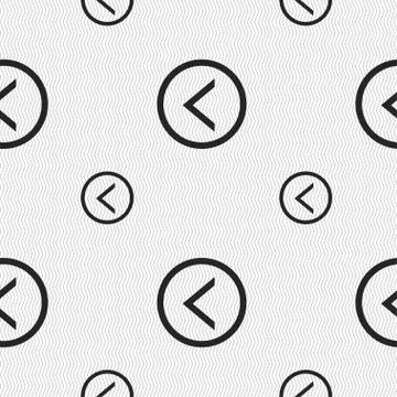 Arrow left, Way out icon sign. Seamless pattern with geometric texture. Stock Illustration