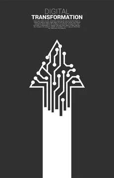 Arrow line from dot connect line circuit. concept of digital transformation o Stock Illustration