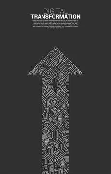 Arrow line from dot connect line circuit. concept of digital transformation o Stock Illustration
