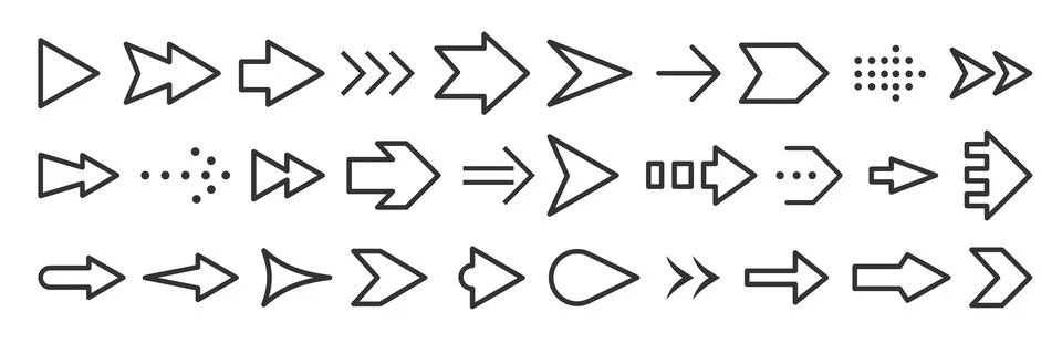 Arrow line icon set direction sign cursor pointer Stock Illustration