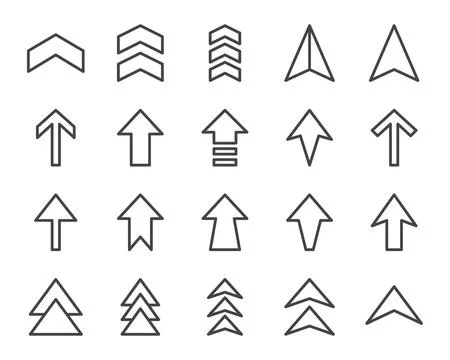 Arrow line icon set Ilustración de archivo