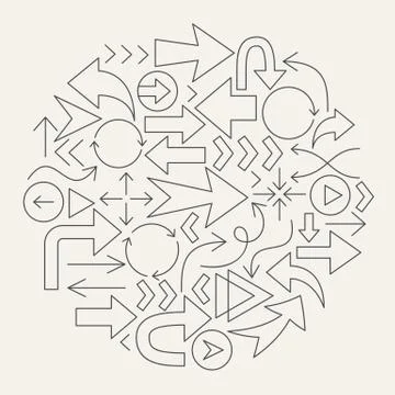 Arrow Line Icons Circle Stock Illustration