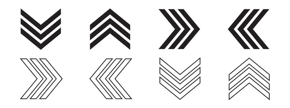 Arrow Line Icons Set Stock Illustration