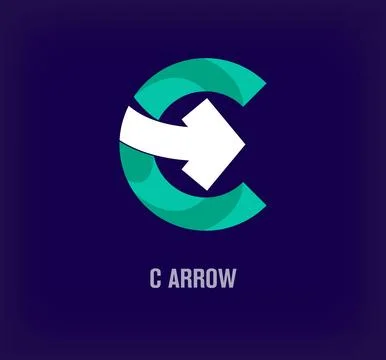 Arrow logo with creative letter c. Stock Illustration