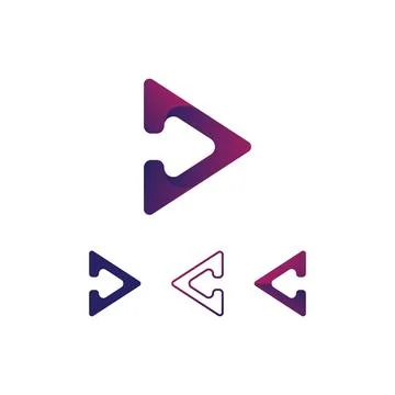 Arrow logo  design vector for music, media, play, digital audio and speed, .. Stock Illustration