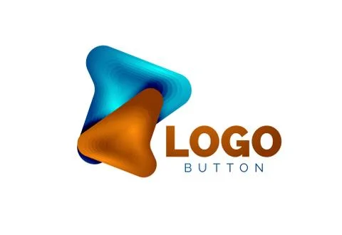 Arrow logo template. Or play or download button logotype template. Minimal イラスト素材