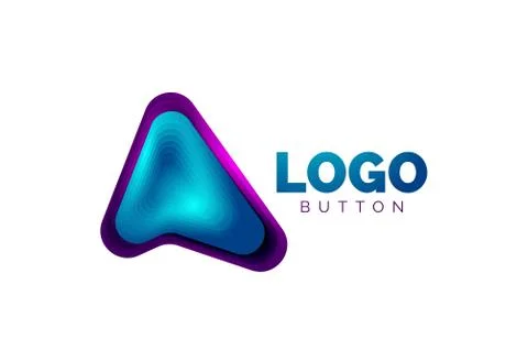 Arrow logo template. Or play or download button logotype template. Minimal イラスト素材