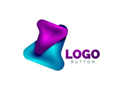 Arrow logo template. Or play or download button logotype template. Minimal イラスト素材